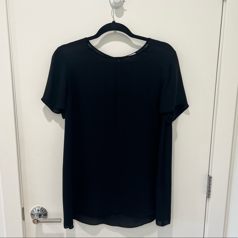 Aritzia Wilfred Cypres 100% Silk Short Sleeve Blouse Black M